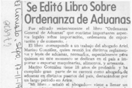 Se editó libro sobre ordenanza de aduanas.