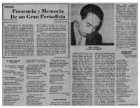Presencia y memoria de un gran periodista