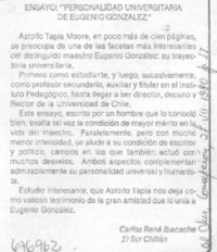 Ensayo: "Personalidad universitaria de Eugenio González"