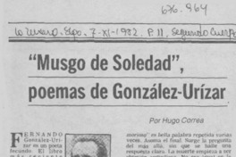 "Musgo de soledad", poemas de González-Urízar