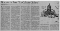 Después de leer "La cultura chilena"