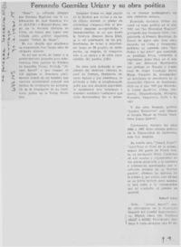 Fernando González Urízar y su obra poética