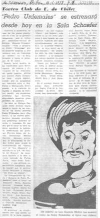"Pedro Urdemales" se estrenará desde hoy en la sala Schaefer.