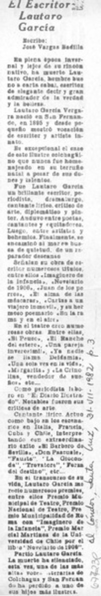 Escritor Lautaro García