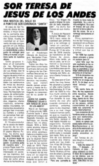 Sor Teresa de Jesús de Los Andes.