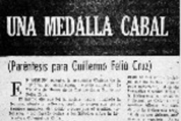Una medalla cabal.