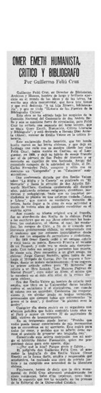 Omer Emeth humanista, crítico y bibliográfo
