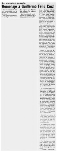 Homenaje a Guillermo Feliú Cruz