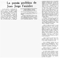La poesía profética de Juan Jorge Faúndez.