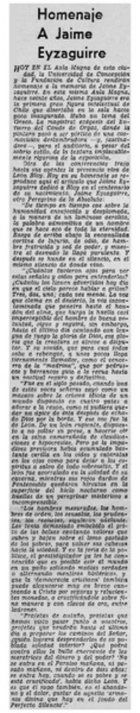 Homenaje a Jaime Eyzaguirre.