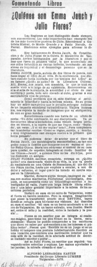 ¿Quiénes son Emma Jauch y Julio Flores?