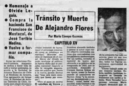 Tránsito y muerte de Alejandro Flores capítulo XV