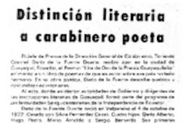 Distinción literaria a carabinero poeta.