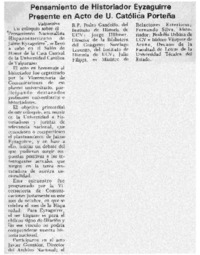 Pensamiento de historiador Eyzaguirre presente en acto de U. Católica porteña.