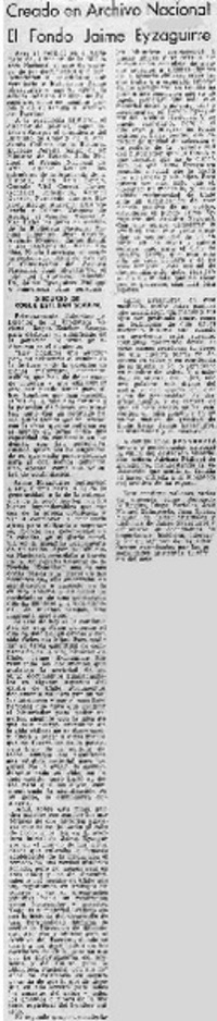 Creado en Archivo Nacional el fondo Jaime Eyzaguirre.