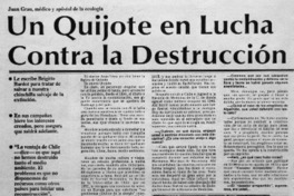Un Quijote en lucha contra la destrucción : [Entrevista]