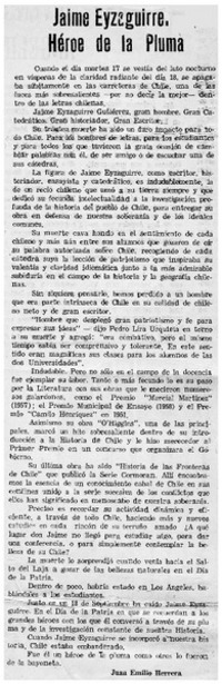 Jaime Eyzaguirre, héroe de la pluma
