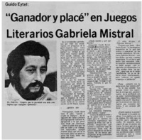Ganador y place" en juegos literarios Gabriela Mistral : [entrevista]