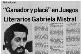Ganador y place" en juegos literarios Gabriela Mistral : [entrevista]