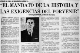 El mandato de la historia y las exigencias del porvenir"