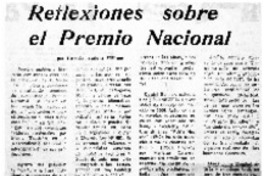 Reflexiones sobre el premio nacional