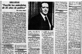 Escribí las anécdotas de 35 años de política" : [Entrevista]