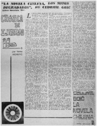 La novela chilena, los mitos degradados", de Cedomil Goic