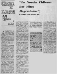 La novela chilena, los mitos degradados", de Cedomil Goic