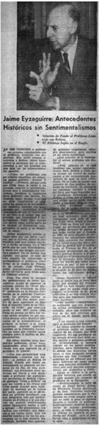 Jaime Eyzaguirre: antecedentes históricos sin sentimentalismos.
