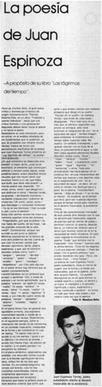 La poesía de Juan Espinoza