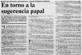 En torno a la sugerencia papal