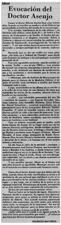 Evocación del doctor Asenjo