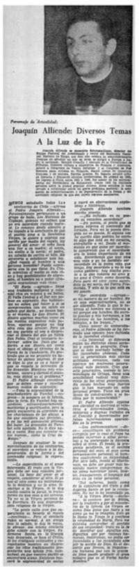 Joaquín Alliende: diversos temas a la luz de la fé.