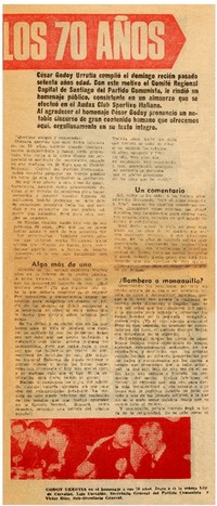 Los 70 años de César Godoy Urrutia contados por el mismo.