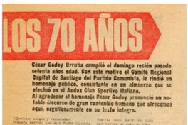 Los 70 años de César Godoy Urrutia contados por el mismo.