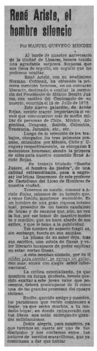 René Ariste, el hombre silencio