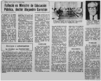 Falleció ex Ministro de Educación Pública, doctor Alejandro Garretón.