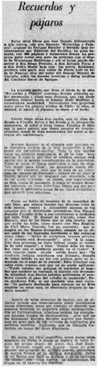 Recuerdos y pájaros