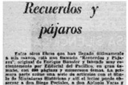 Recuerdos y pájaros