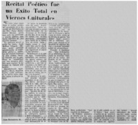 Recital poétio fue un éxito total en viernes culturales.