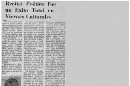 Recital poétio fue un éxito total en viernes culturales.