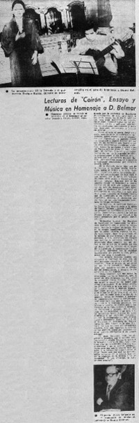 Lecturas de "Coirón", ensayo y música en homenaje a D. Belmar.