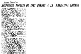 Auspicioso ingreso de Inés Bordes a la narrativa chilena