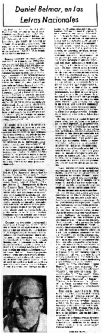 Daniel Belmar, en las letras nacionales