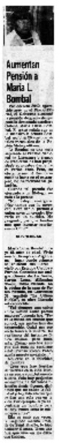 Aumentan pensión a María L. Bombal.