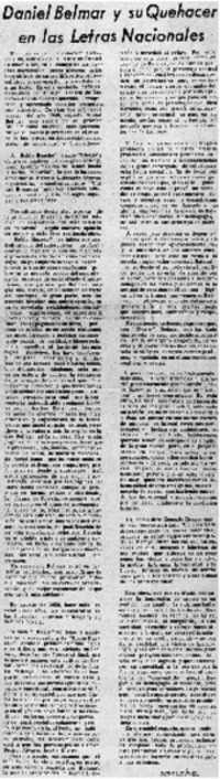 Daniel Belmar y su quehacer en las letras nacionales