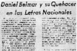 Daniel Belmar y su quehacer en las letras nacionales