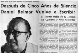 Después de cinco años de silencio, Daniel Belmar vuelve a escribir : [entrevista]