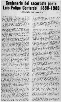 Centenario del sacerdote poeta Luis Felipe Contardo 1880-1980
