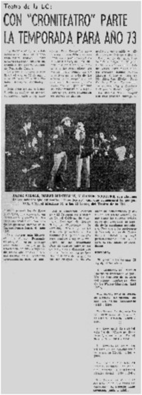 Con "Croniteatro" parte la temporada para año 73.